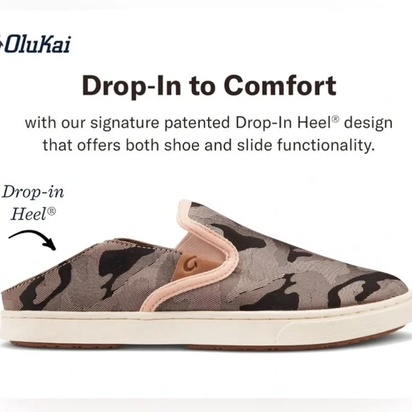 Olukai Pehuea Pa'i Womens Soft Pink Ke Au Camo Slip on canvas shoe 7 NWT new - Picture 8 of 8
